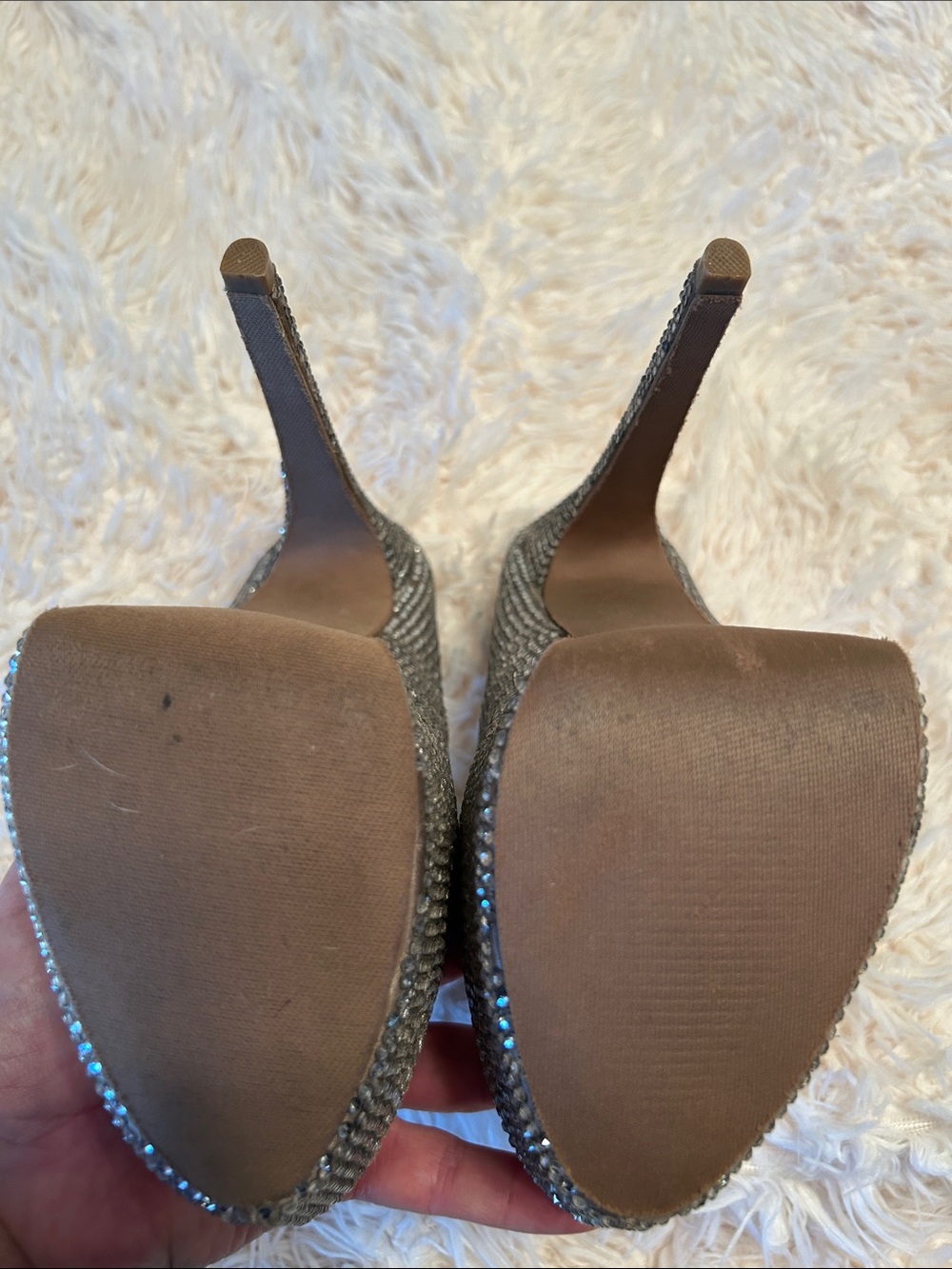 Steve Madden Silver Rhinestone Platform Heels - Picture 11 of 11